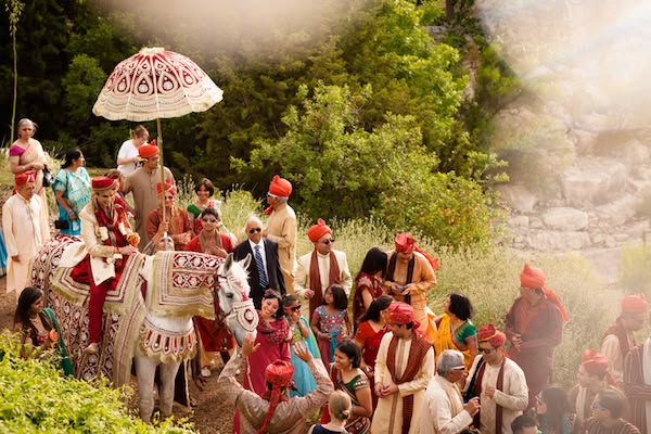 Aerial drone view of a coastal Odisha wedding venue